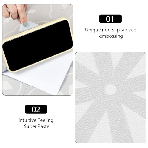 Peel and Stick Floor Tiles, Vinyl Flooring Self Adhesive Floor Tile, Waterproof for Bathroom Kitchen Living Room Grey White Pattern 20x20 cm 20 pcs