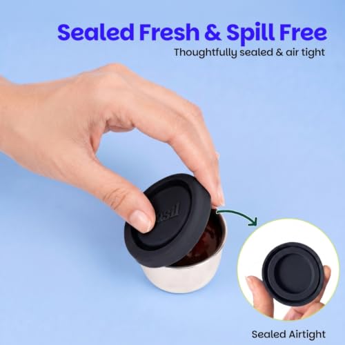 Image of Basil Stainless Steel 1 Compartment Sauce & Chutney Container 50ml