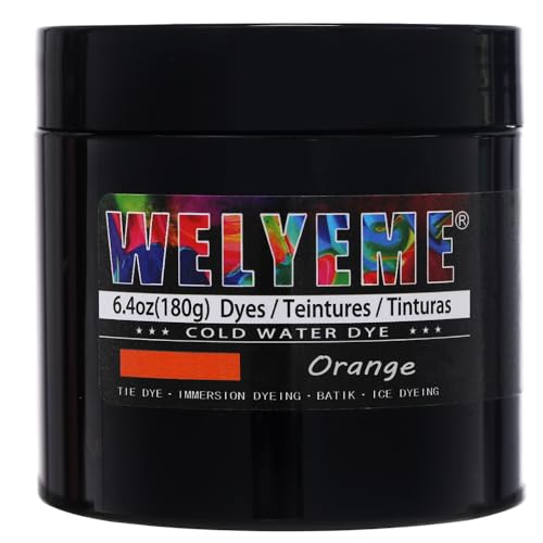 WELYEME Cold Water Dye, Tie Dye Powder, Fabric Dye Powder for Clothes (Orange)
