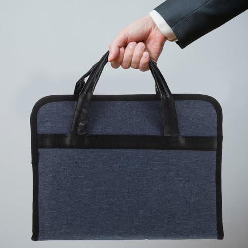 Maletín de negocios elegante en tela Oxford azul con asa reforzada 7