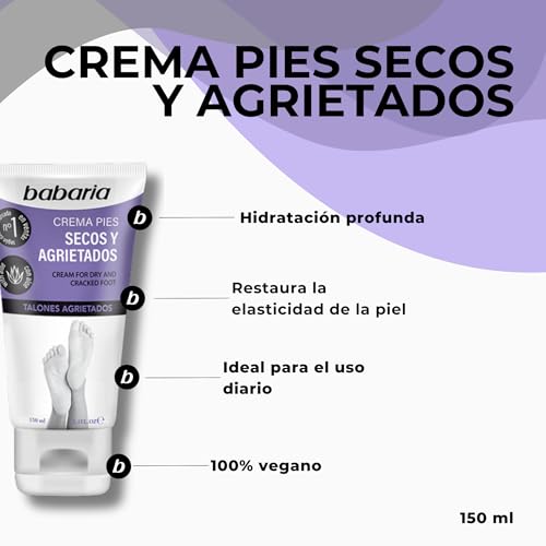 Babaria - Crema Pies Secos Y Agrietados - 150ml | Crema De Pies Y Talones Agrietados | Hidratación Intensa | Aloe Vera Y Y Manteca De Karité | Rapida Absorcion | 100% Vegana - imagen 2