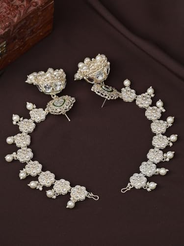 Image of Shining Diva Fashion Stylish Pearl Chain Traditional Jhumki Set Earrings for Women