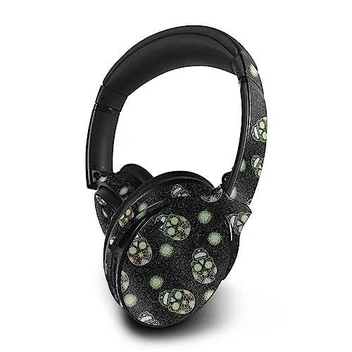 Image of MightySkins Glossy Glitter Skin Compatible with Bose QuietComfort 45 Headphones Nighttime Skulls | Protective, Durable High-Gloss Glitter Finish | Easy to Apply