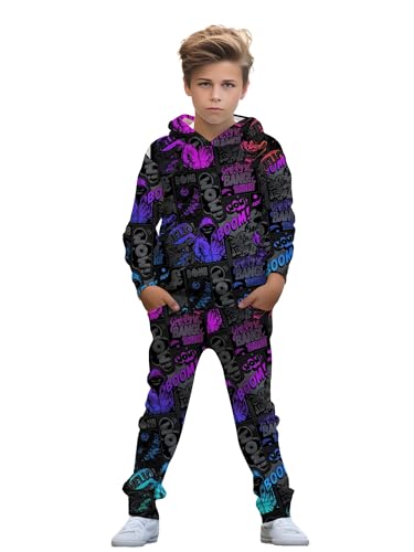 Image of boys' clothing sets, 2-Piece Hoodie & Pants Outfits for Boys Size 4-14 | Lightweight Non-Fleece Fall & Spring Clothing Sets