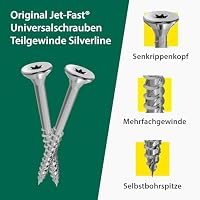 Jet-Fast Schrauben Set 5100 teilig - Holzschrauben mit Teilgewinde, Senkrippen, TX Antrieb, blau-verzinkt & Selbstbohrspitze - universeller Einsatz in Hartholz, Weichholz, Kunststoff, Aluminium etc. – Ansicht 2