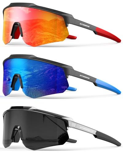 OUKEMAX Polarized Sports Sunglasses for Men Women, UV400 One-Piece Lens Sport Shades for Baseball, Running, Cycling, Fishing
