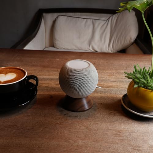Soporte de nogal para Apple HomePod Mini con base de escritorio madera 3