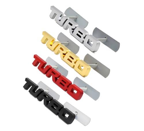 Image of 1X Metal Turbo Grille Front Emblem 3D Badge Sticker Replacement for Universal Cars (Matte Black)