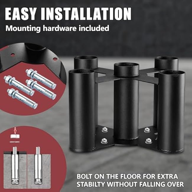 Barbell Holder Storage Rack, Heavy Duty Vertical Barbell Stand for Home and Commercial Gym, Fit 2-inch Olympic Bars, Curl Bars, Hex Bars