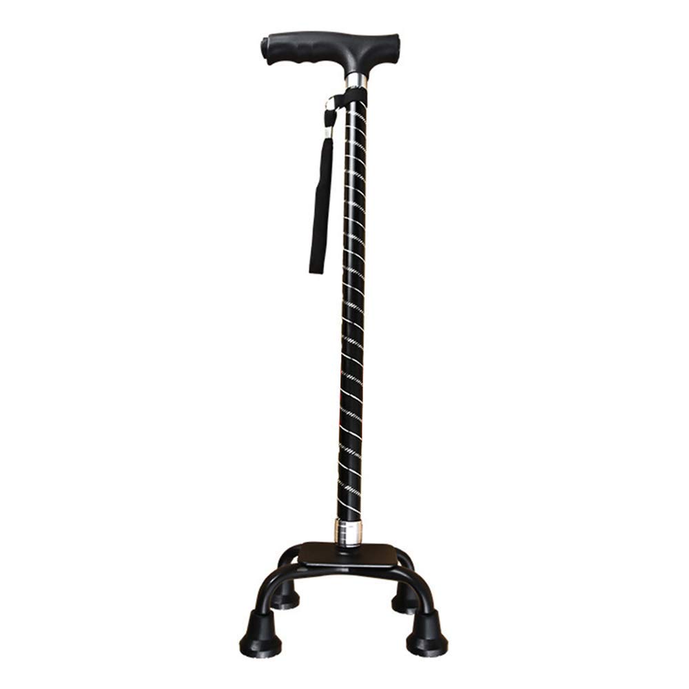 Muletas Ajustables de Cuatro pies Aleación de Aluminio Bastón Antideslizante Altura Ajustable Peso Ligero Bastones para Caminar con luz LED Andador para Ancianos Interesante