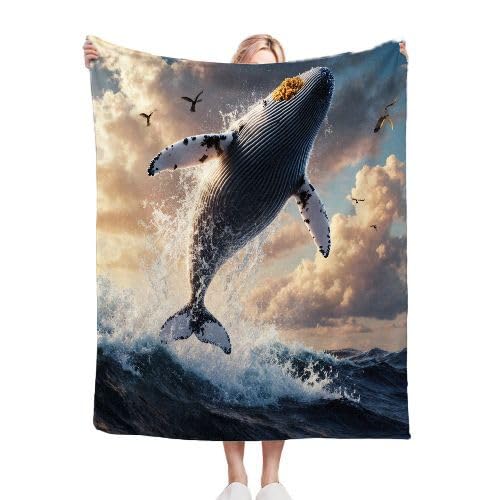 Koc Polar 220x240 Wieloryb, Koc Maxi Komfort 220x240 cm | Trwała miękkość i łatwa konserwacja, przestronne pokoje dzienne i deszczowe dni D286
