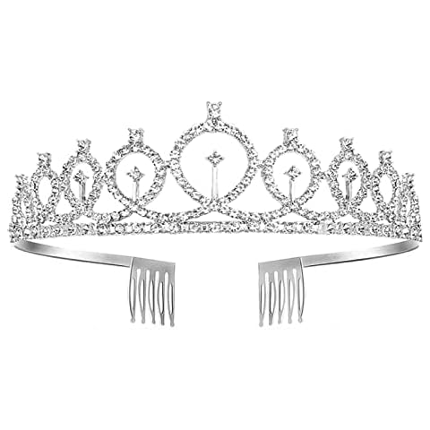Crystal Crown Tiara for Women, Rhinestone Princess Crowns for Girls Adults Kids Girls with Comb Prom Birthday Party Tiara Wedding Tiaras for Bride Cover
