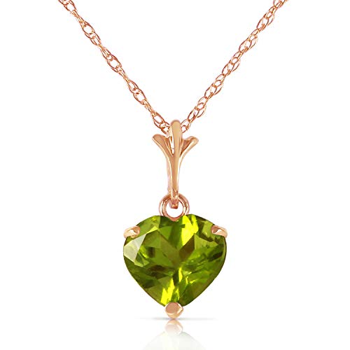 Galaxy Gold GG 14k Yellow, White, Rose Gold Heart-shaped Natural Peridot Pendant Necklace