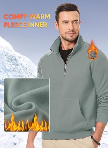 JMIERR Men's 2025 Quarter Zip Pullover Sweatshirts Casual Fleece Cotton Sweater Fall Winter Warm Mock Neck with Pockets3