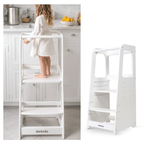 dadada Baby Montessori Toddler Tower, Adjustable Kids' Step Stool, White