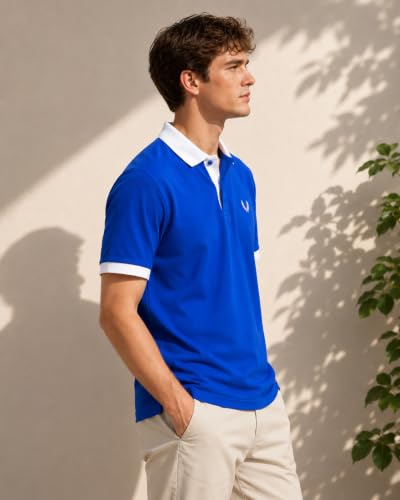 Image of Mens Pique Polo T-Shirt | Cotton Rich, Smart Fit Polo with Embroidered Logo | Casual & Sports Wear | Polo T-Shirt for Men
