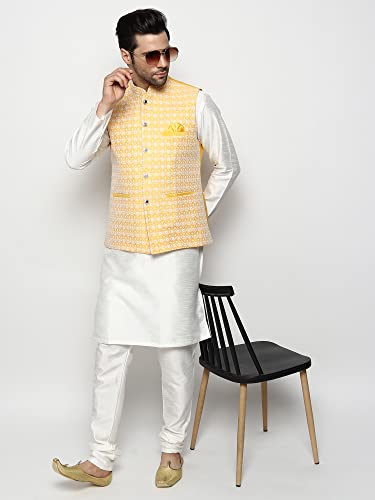 Image of Uri and MacKenzie Men's Silk Blend Kurta Pajama with Designer Ethnic Nehru Jacket /Modi Jacket