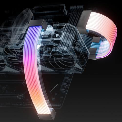 Kit de cable de extensión de alimentación RGB direccionable Aurora de AsiaHorse para cables de PC de placa base y GPU, apto para cables de 12+4 pines/8 pines/24 pines (negro)
