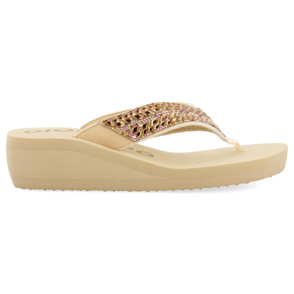 GIOSEPPO Sandalias Beige con CUÑA Y PEDRERÍA para Mujer Devices