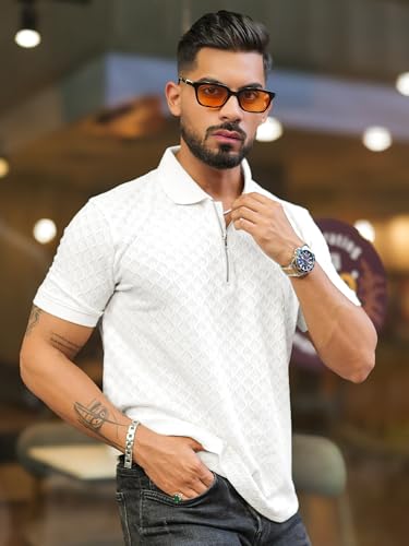 Image of Maniac || Mens || Kite || Textured || Polo Neck || Half Sleeve || Cotton || Slim Fit || Tshirt