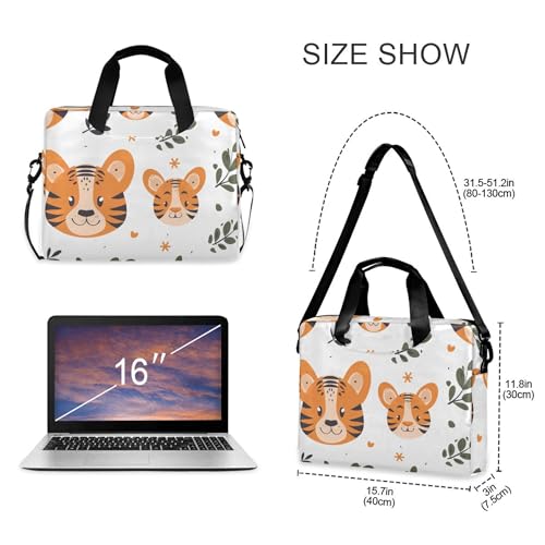 Maletín para portátil con diseño de tigre y hojas, 13-15.6 pulg miniatura 4