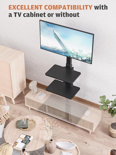 Support TV au sol pivotant inclinement réglable meuble écran plat - 8