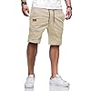 JMIERR Mens Casual Shorts – Cotton Drawstring Summer Beach Stretch Twill Chino Golf Shorts