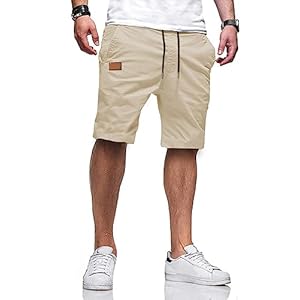 JMIERR Mens Casual Shorts – Cotton Drawstring Summer Beach Stretch Twill Chino Golf Shorts