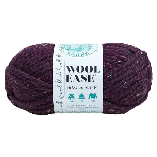 Lion Brand Yarns 640-144 Wool-Ease Thick and Quick Yarn, Blend, Raisin, 1 Pack