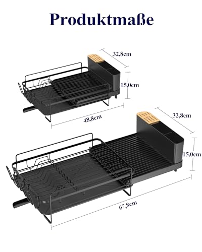 Kitsure Abtropfgestell für Geschirr, Ausziehbar, 48,8–67,8 cm – Ansicht 4