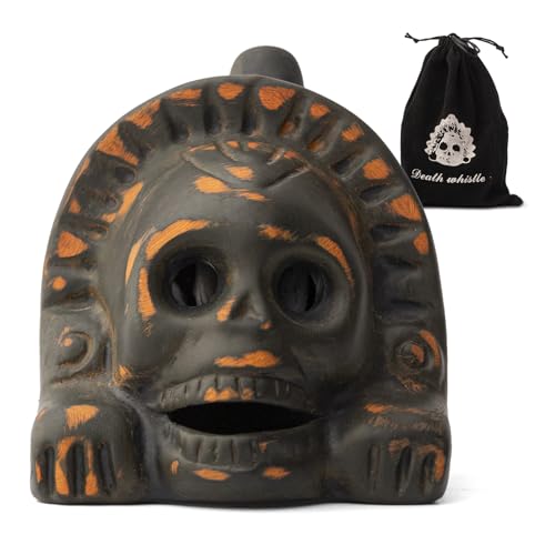Authentic Aztec Death Whistle - Handcrafted Clay Skull with Ear-Piercing Scream Sound for Horror...