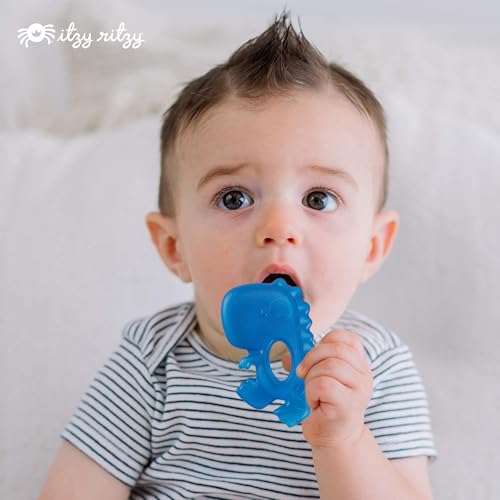 Image of Itzy Ritzy Water-Filled Teethers - Cold Cutie Coolers Textured On Both Sides to Massage Sore Gums & Emerging Teeth - Can Be Chilled in Refrigerator, Set of 3 Coordinating Dinosaur Water Teethers