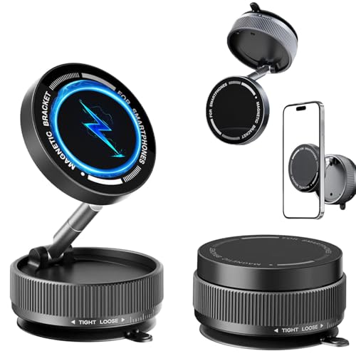 Qosigote Eptchn Maglock 360° Foldable Magnetic Phone Mount, Magnetische Handyhalterung Auto Für Kfz/Spiegel/Küche/Fitness, Für iPhone 16 15 14 13 12 Pro Max (Schwarz)