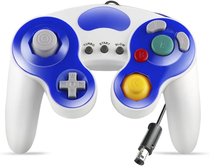 Jingyi ゲームキューブ コントローラー 有線 お待たせ Gcコンソール用 青と白 クラシックゲームキューブwiiコントローラー Wiiゲームキューブ