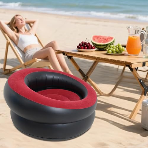 Silla hinchable con respaldo cómoda y sofá inflable flocado de 40 pulgadas 4