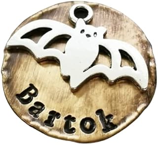 Bat Pet Tag, Dog Tag, Pet ID Tag, Halloween Dog Tag, Pet Tag, Dog Tags, Dog Tags for Dogs, Hand Stamped Tags, Pet Tag, Cat Tag (1.25")