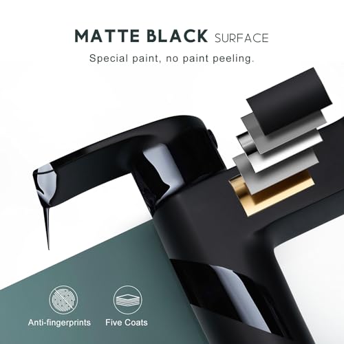 Peppermint Bath and Basin Mixer Taps Set with Pop up Slotted Basin Waste Matte Black Waterfall Bathroom Sink Tap & Bathtub Filler Tap Tub Faucet Cloakroom Mono Brass Deck Mount - Image 4