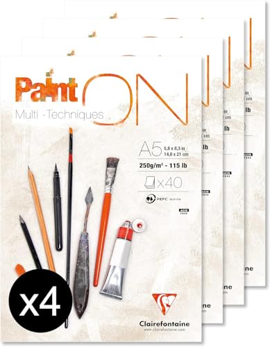 Papier dessin Paint'On Clairefontaine de 250g que soporta técnicas húmedas y secas sin arrugas