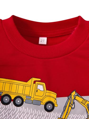 Image of Akyzic Toddler Boys Sweatshirts Cotton Crewneck Truck Shirt Dinosaur Long Sleeve Pullover Tops Tees 2-8T