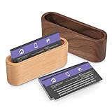 Construido para Durar: Estuche para tarjetas de visita hecho de madera de haya o nogal negro, natural, ambiental, seguro y duradero.Hecho a mano, mano de obra exquisita, bordes redondeados, se siente cómodo, con una textura de madera clara y hermosa, se ve realmente elegante y de buen gusto.