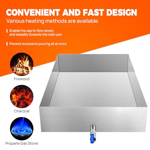 Image of 24x36x6 Inch Maple Syrup Evaporator Pan, 304 Stainless Steel with 1 Valve, Professional Grade for Efficient Home Syrup Boiling