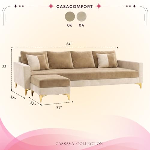 Image of Classiq Rich 5 Seater L Shape Sofa Set with Movable Ottoman | Flexible Layout | Spacious Soft Touch Seating | Designer Sofa for Living Room (Beige-Cream)