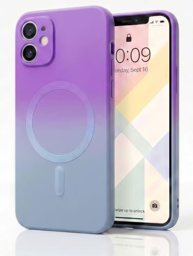 Image of amazon basics Gradient Mag-Safe Case for iPhone 11 | Soft Silicone Shockproof Cover with Camera Protection | Slim Lightweight Design | Smooth Touch & Durable - Purple & Gray