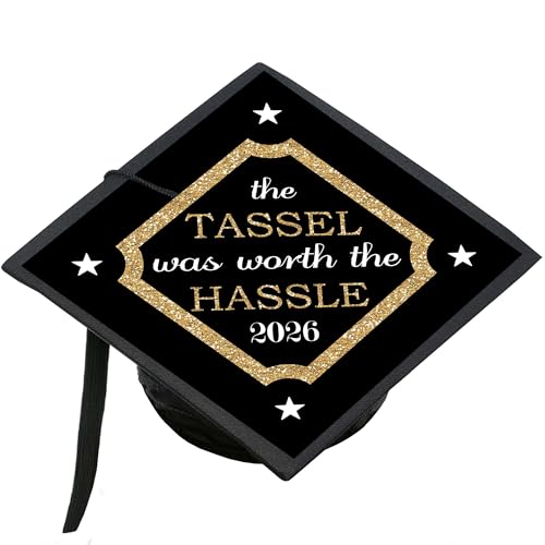 Big Dot of Happiness 2026 Graduation Cap Decorations - Premium Gold Cap Cover Kit, Custom Grad Display, DIY Graduation Cap Topper, Class of 2026 Celebration Set
