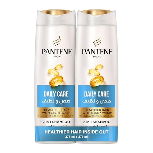 Pantene Pro-V Daily Care 2-in-1 Shampoo 375ml for Clean Healthy & Shiny Hair with Pro-V Nourishment Dual Pack