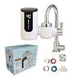 EZRR 正規品 瞬間湯沸かし器 電気温水器 電気蛇口 温水ヒーター 3秒速熱 PSE認証済み 日本100V対応 3000W 家庭用給湯器 LED温度表示 簡単取付 【2025年モデル 日本語説明書付き】