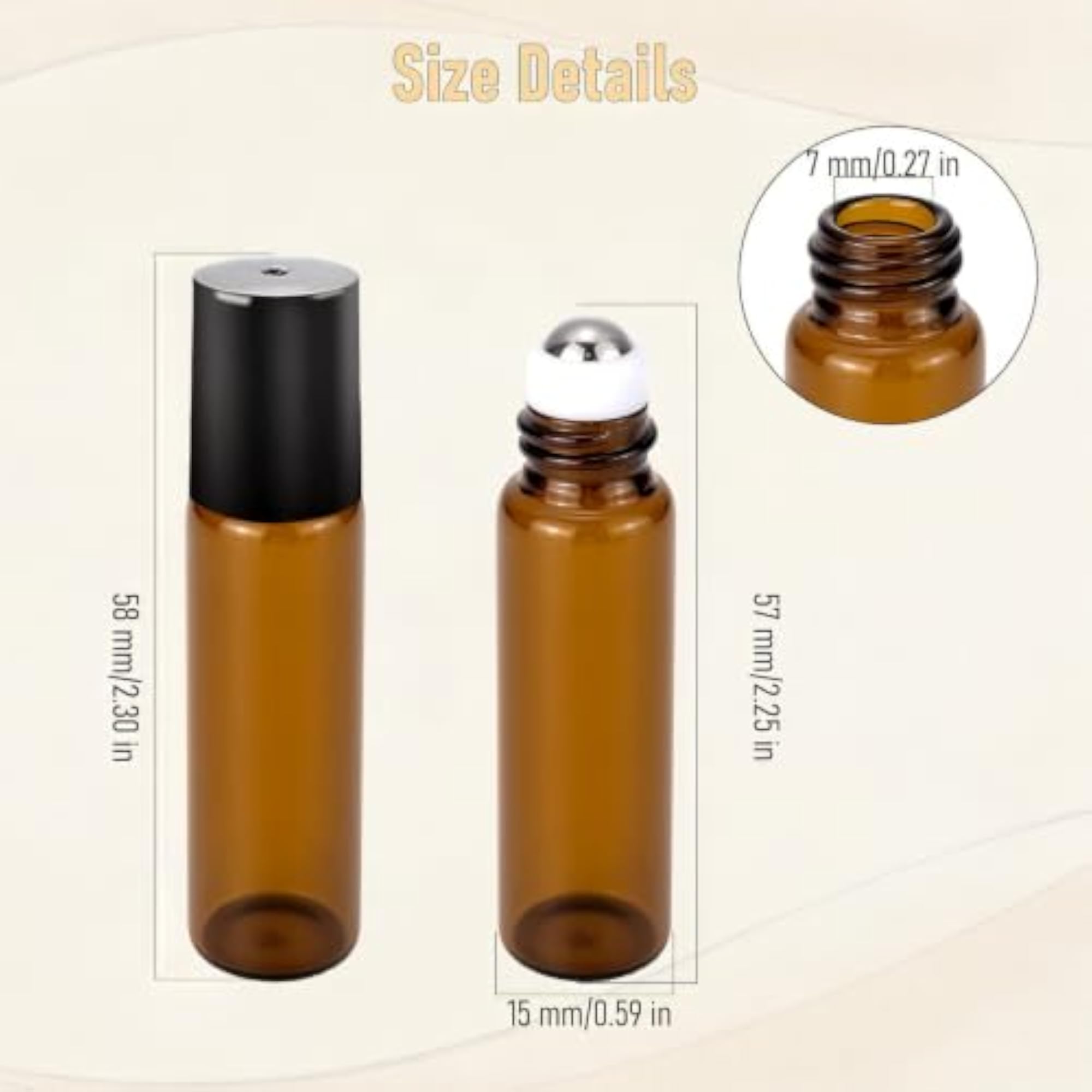 15 Pack 5ml Amber Glass Essential Oil Roller Bottles