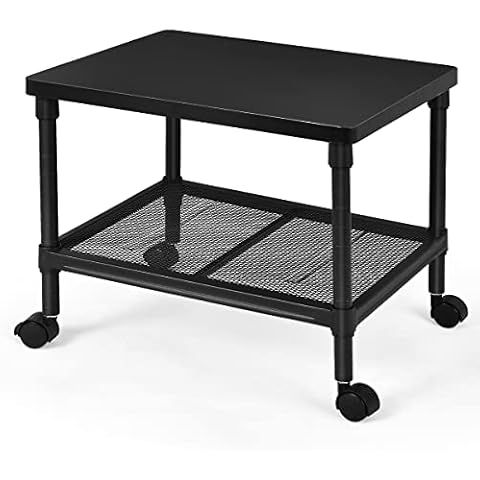 CASART 2/3 Tier Under Desk Printer Stand, Mobile Faux Stand Utility Cart with Adjustable Storage Shelf, Printer Stand Cart for Home Office ( 48 x 40 x 40cm) Cover