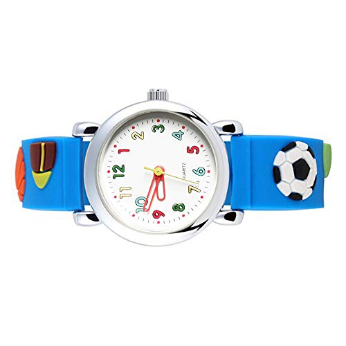 2 Stück pro Packung Fußballmuster Jungen Armbanduhr Silikon Kleinkinduhren Cover