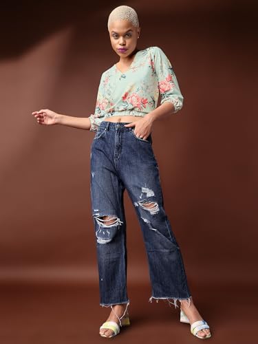 Image of PURVAJA Women's Polyester Floral Relaxed Fit Shirt